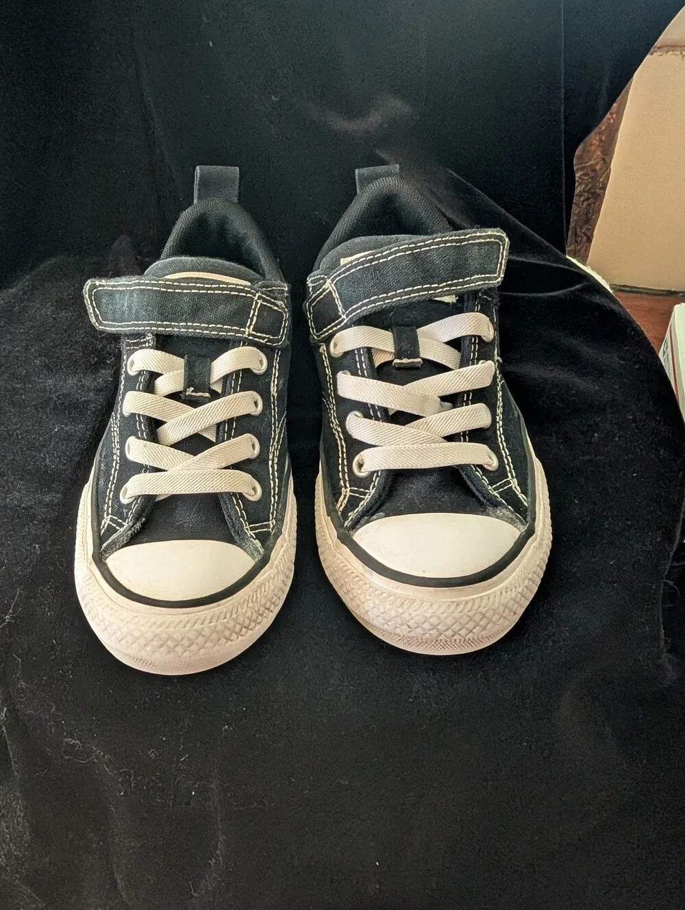 Converse Kids Black Canvas Sneakers with White Accents